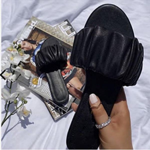 summer women flat slippers pu leather ladies sandals fashion pleated open toe shoes beach flip flops outdoor slides big size, Black
summer women flat slippers pu leather ladies sandals fashion pleated open toe shoes beach flip flops outdoor slides big size, Black
