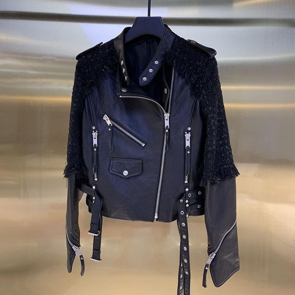 women's fur & faux winter autumn real sheepskin leather jacket made of natural genuine coats fashion outwear, Black
women's fur & faux winter autumn real sheepskin leather jacket made of natural genuine coats fashion outwear, Black