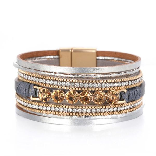 bangle bohemian style multi-layer wide-brimmed bracelet leather magnetic buckle bracelets on hand jewelry stainless steel women, Black
bangle bohemian style multi-layer wide-brimmed bracelet leather magnetic buckle bracelets on hand jewelry stainless steel women, Black