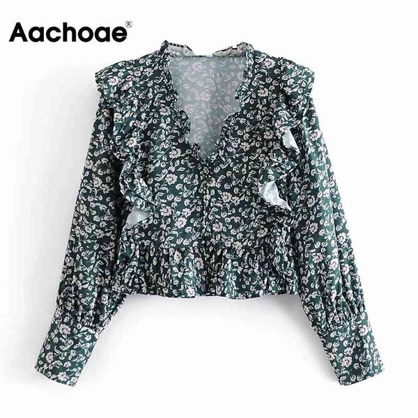aachoae elegant floral print shirt women v neck ruffles blouse autumn spring long sleeve boho cropped blusas de mujer 210413, White
aachoae elegant floral print shirt women v neck ruffles blouse autumn spring long sleeve boho cropped blusas de mujer 210413, White