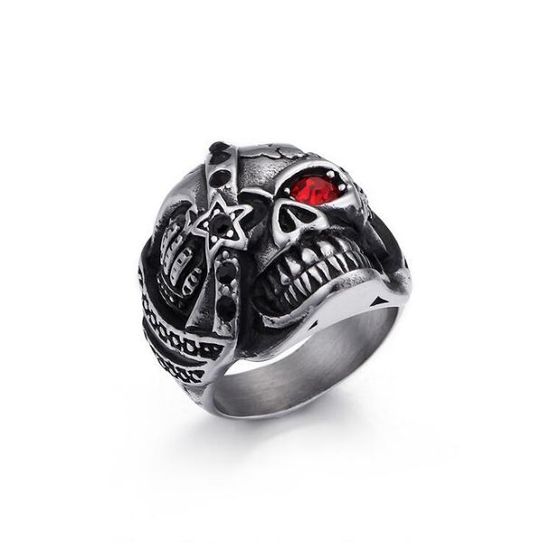 wedding rings men's solid skull ring gothic punk biker red eyes crystal vintage stainless steel five star skeleton finger band men, Slivery;golden
wedding rings men's solid skull ring gothic punk biker red eyes crystal vintage stainless steel five star skeleton finger band men, Slivery;golden