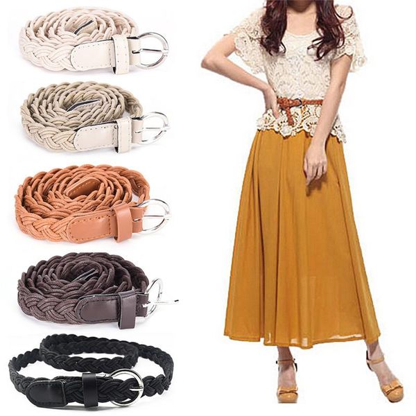 belts 110cm leather weave women braided belt slim casual waistband girdle, Black;brown
belts 110cm leather weave women braided belt slim casual waistband girdle, Black;brown