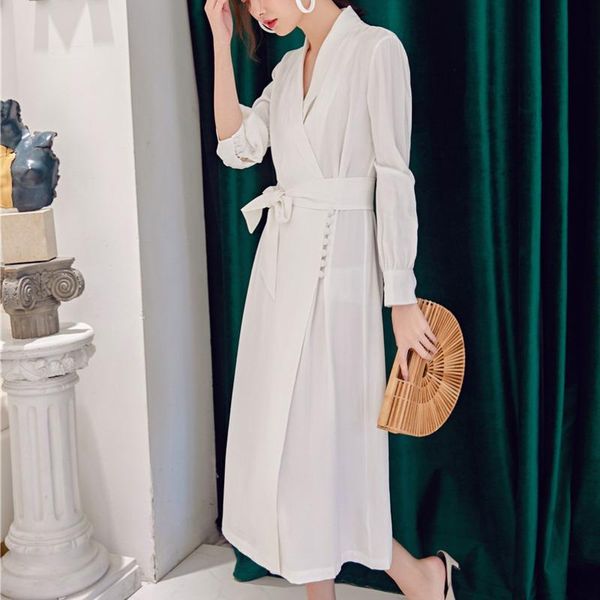 casual dresses fashion solid color satin v-neck long sleeve wrapped waist splitter woman dress personality tide autumn tv172, Black;gray
casual dresses fashion solid color satin v-neck long sleeve wrapped waist splitter woman dress personality tide autumn tv172, Black;gray