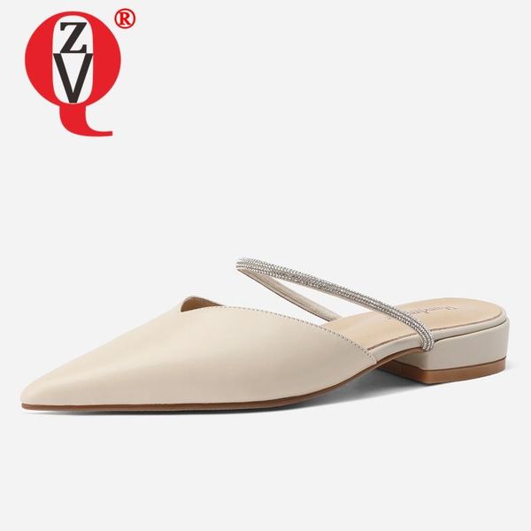 slippers zvq woman summer fashion slipper genuine leather leisure sandals drilling pointed toe solid color suede concise comfortable, Black
slippers zvq woman summer fashion slipper genuine leather leisure sandals drilling pointed toe solid color suede concise comfortable, Black
