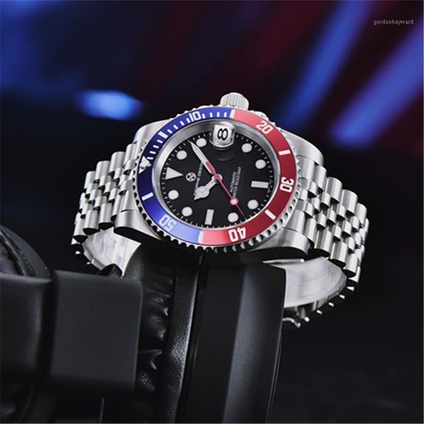 men's watch japan nh35 movement stainless steel sapphire automatic mechanical luminous waterproof clock wristwatches, Slivery;brown