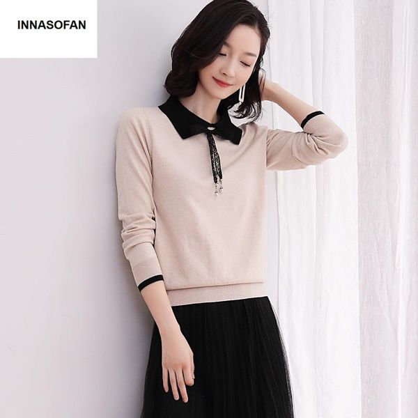 women's sweaters innasofan sweater women autumn winter knitted long-sleeved euro-american fashion chic turn-down, White;black
women's sweaters innasofan sweater women autumn winter knitted long-sleeved euro-american fashion chic turn-down, White;black