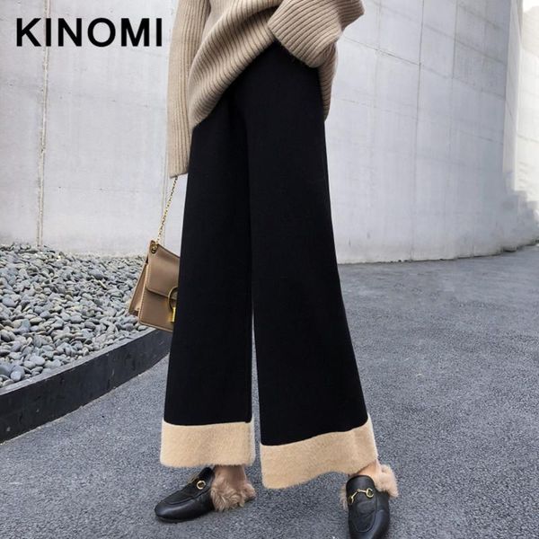 women's pants & capris kinomi winter warm knitted wide leg sashes high waist loose patchwork korean style casual long trouser office la, Black;white
women's pants & capris kinomi winter warm knitted wide leg sashes high waist loose patchwork korean style casual long trouser office la, Black;white