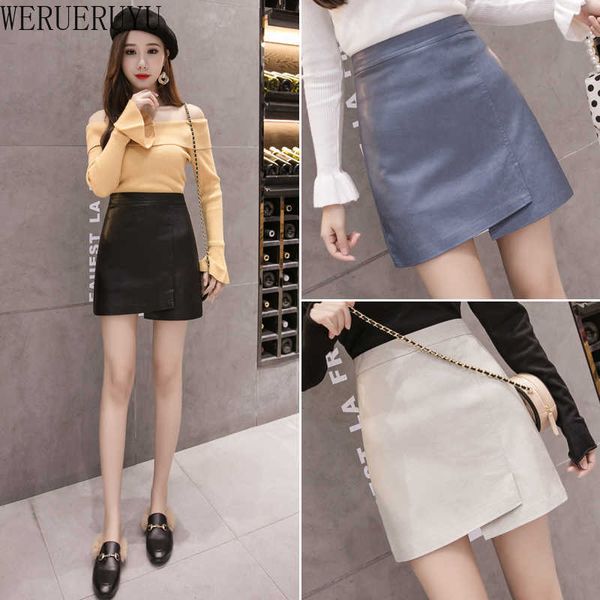 werueruyu winter women pu leather irregular skirt high waist slim faux leather skirts 210608, Black
werueruyu winter women pu leather irregular skirt high waist slim faux leather skirts 210608, Black