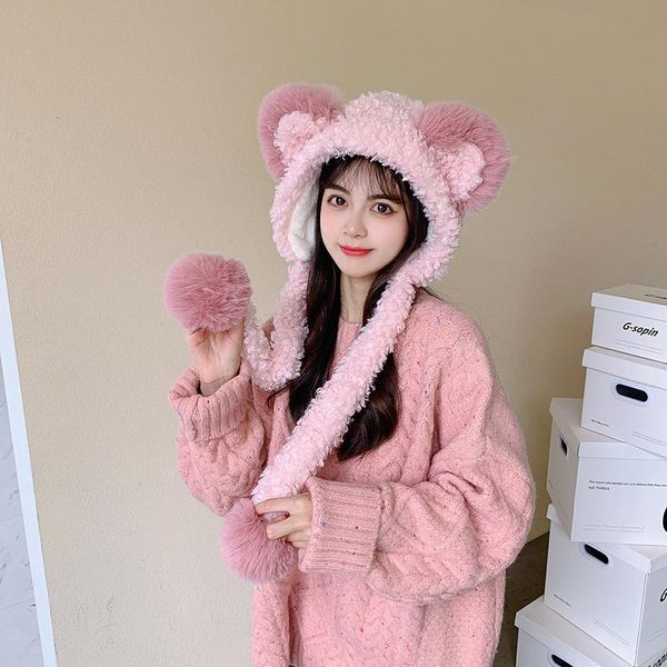 beanie/skull caps 2021 fashion wool cute bear windproof and cold-proof thickened to keep warm plush hat with earflaps scarf, Blue;gray
beanie/skull caps 2021 fashion wool cute bear windproof and cold-proof thickened to keep warm plush hat with earflaps scarf, Blue;gray