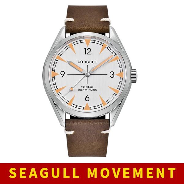 wristwatches 41mm corgeut mens watch automatic mechanical seagull 1612 movement 316l steel sapphire glass men wristwatch leather strap clock, Slivery;brown
wristwatches 41mm corgeut mens watch automatic mechanical seagull 1612 movement 316l steel sapphire glass men wristwatch leather strap clock, Slivery;brown