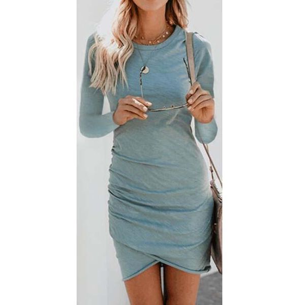 women long sleeve irregular hem mini dress autumn solid color o-neck bodycon club high low short 2021 am0140 casual dresses, Black;gray
women long sleeve irregular hem mini dress autumn solid color o-neck bodycon club high low short 2021 am0140 casual dresses, Black;gray