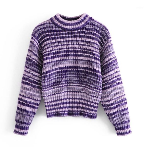 women's sweater 2021 vintage purple striped print johnature sweaters long sleeve oversized thick wintet pullovers mujer, White;black
women's sweater 2021 vintage purple striped print johnature sweaters long sleeve oversized thick wintet pullovers mujer, White;black