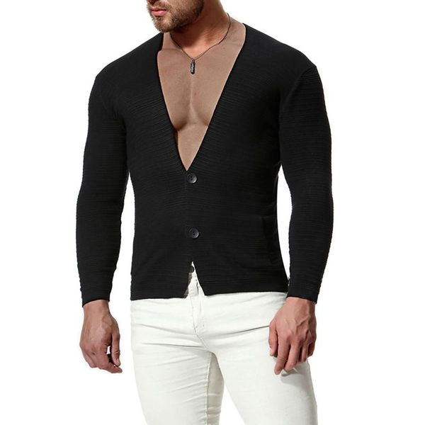 men knitting coat fall warm loose elastic long sleeve deep v-collar breathable buttons thin section slim cardigan sweater men's sweater, White;black
men knitting coat fall warm loose elastic long sleeve deep v-collar breathable buttons thin section slim cardigan sweater men's sweater, White;black