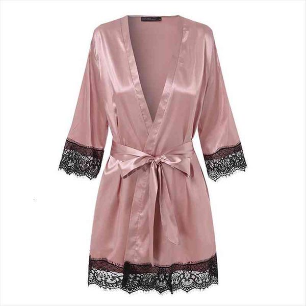 zanzea summer silk kimono women sleepwear robe bathrobe bridesmaid robes dressing gowns lace patchwork lounge pajamas homewear, Black;red