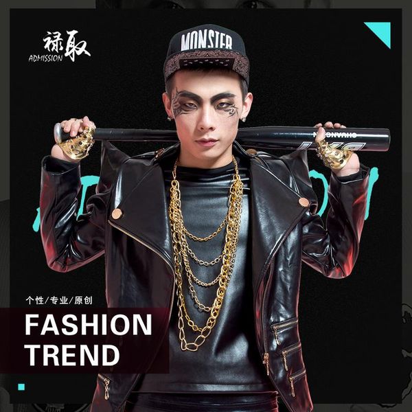men's fur & faux s-5xl 2021 dj costume clothing personality trend leather jacket coat slim outerwear costumes singer, Black
men's fur & faux s-5xl 2021 dj costume clothing personality trend leather jacket coat slim outerwear costumes singer, Black