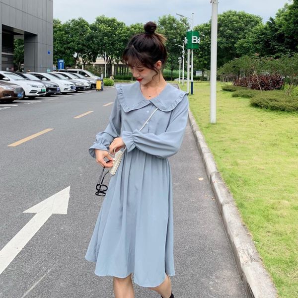 casual dresses sweet girl's student doll collar women long sleeve slim waist temperament office ladies robe elegant vestido de mujer, Black;gray
casual dresses sweet girl's student doll collar women long sleeve slim waist temperament office ladies robe elegant vestido de mujer, Black;gray