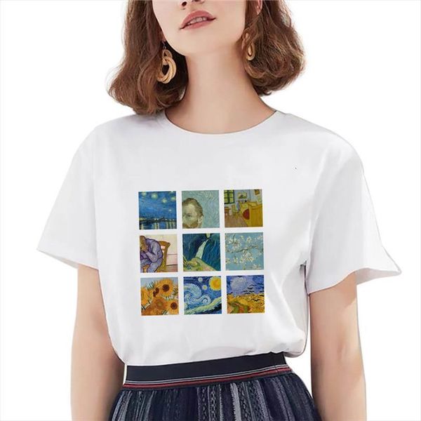 white short sleeve female harajuku men t shirt painting print simple lady summer and women, White;black
white short sleeve female harajuku men t shirt painting print simple lady summer and women, White;black