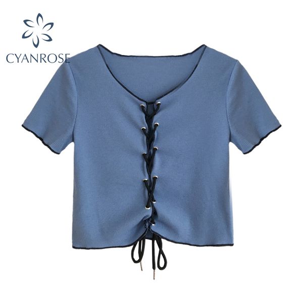 women's crop t shirt for ladies cardiagan lace-up short sleeve summer tees slim v-neck party club streetwear tide 210417, White
women's crop t shirt for ladies cardiagan lace-up short sleeve summer tees slim v-neck party club streetwear tide 210417, White