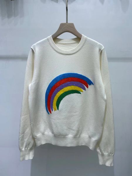 2021 autumn winter new rainbow flocking pattern temperament round neck long sleeve loose short knitted sweater coat women's fashion, White;black
2021 autumn winter new rainbow flocking pattern temperament round neck long sleeve loose short knitted sweater coat women's fashion, White;black