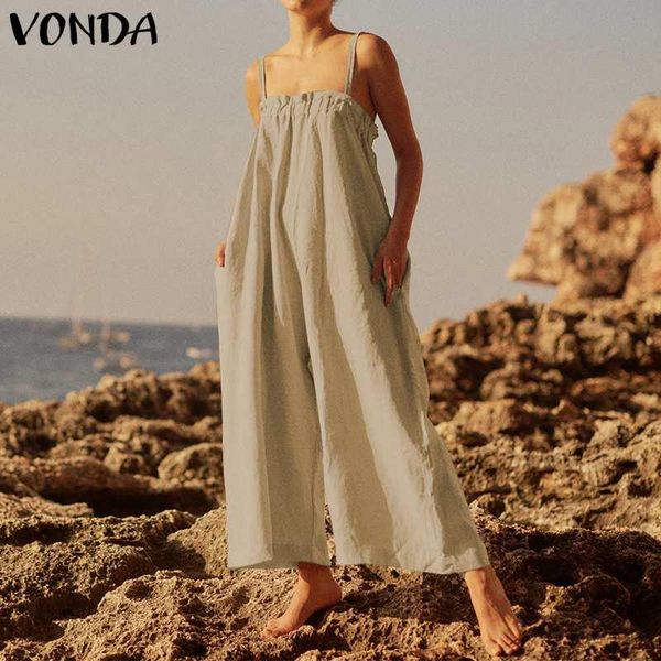 women'rompers summer jumpsuit 2021 vonda casual solid linen pants ol wide leg sleeveless party playsuits women'overalls women', Black;white
women'rompers summer jumpsuit 2021 vonda casual solid linen pants ol wide leg sleeveless party playsuits women'overalls women', Black;white