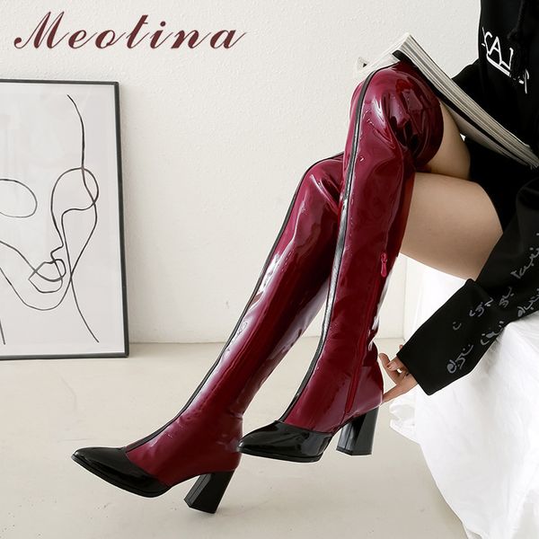 winter thigh high boots women patent leather thick heel over the knee slim mixed colors zip shoes ladies fall 210517, Black
winter thigh high boots women patent leather thick heel over the knee slim mixed colors zip shoes ladies fall 210517, Black