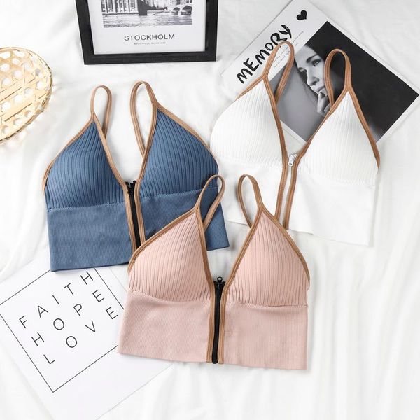 women's tanks & camis women crop zipper camisoles knitted sleeveless padded push up solid female, White
women's tanks & camis women crop zipper camisoles knitted sleeveless padded push up solid female, White