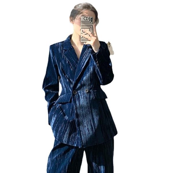 women's two piece pants women wide leg velour sets set suit lapel long sleeve blue loose fit fashion tide spring autumn 2021, White
women's two piece pants women wide leg velour sets set suit lapel long sleeve blue loose fit fashion tide spring autumn 2021, White