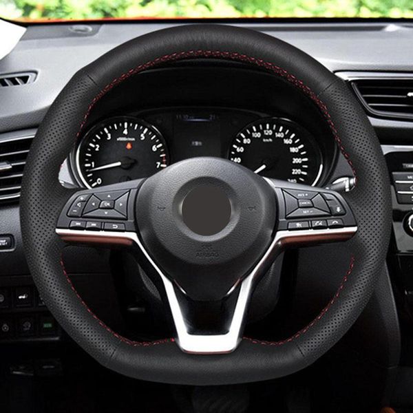 aun black genuine leather diy car steering wheel cover thread red stitching for rogue x-trail 2021 - covers
aun black genuine leather diy car steering wheel cover thread red stitching for rogue x-trail 2021 - covers