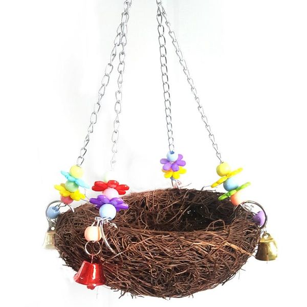 bird parrot chewing climbing hanging swing rattan nest toy with bells flower accessories cages
bird parrot chewing climbing hanging swing rattan nest toy with bells flower accessories cages