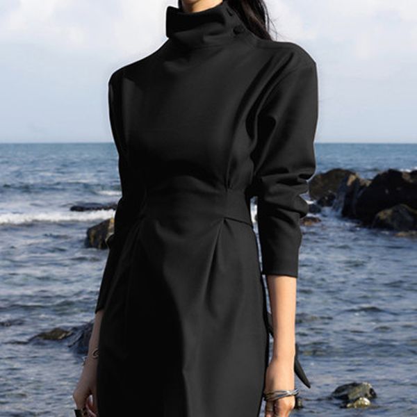 casual dresses korean 2021 women spring high waist with belt stand collar long elegant solid party vintage female clothes mgrk, Black;gray
casual dresses korean 2021 women spring high waist with belt stand collar long elegant solid party vintage female clothes mgrk, Black;gray