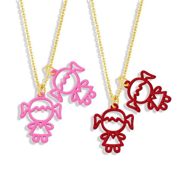 pendant necklaces flola gold chain two cute girl necklace copper colorful enamel gifts friendship jewelry nkey24, Silver
pendant necklaces flola gold chain two cute girl necklace copper colorful enamel gifts friendship jewelry nkey24, Silver