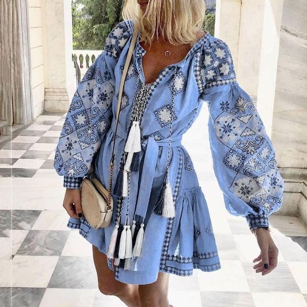 summer print vintage elegant women v neck long lantern sleeve floral tassel belt party mini dress 2021 fashion casual dresses, Black;gray
summer print vintage elegant women v neck long lantern sleeve floral tassel belt party mini dress 2021 fashion casual dresses, Black;gray