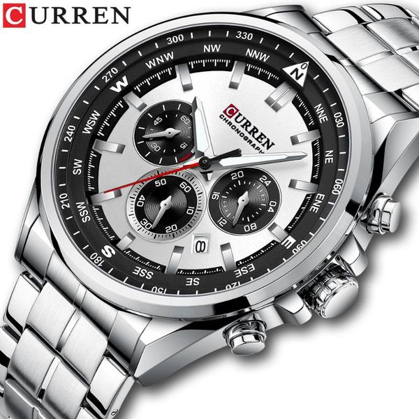 wristwatches curren men's luxury watches fashion sporty male chronograph quartz stainless steel clock with luminous hands, Slivery;brown
wristwatches curren men's luxury watches fashion sporty male chronograph quartz stainless steel clock with luminous hands, Slivery;brown