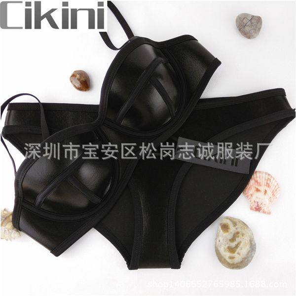 solid color women's steel support gathered split bikini swimsuit, White;black
solid color women's steel support gathered split bikini swimsuit, White;black