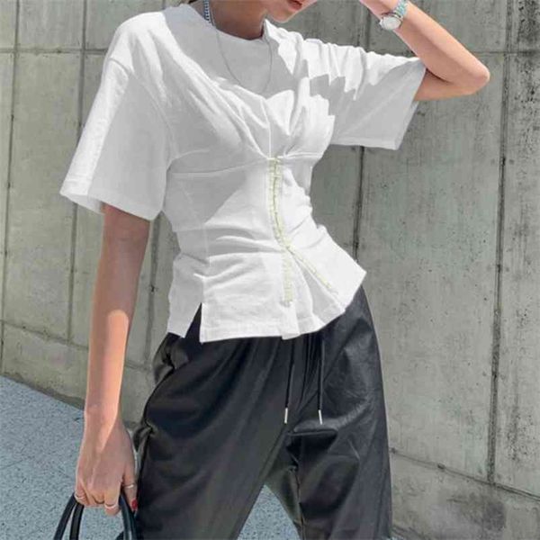 women t-shirt o-neck short sleeve solid color fashion casual office lady elegant ladies patchwork summer clothing 210522, White
women t-shirt o-neck short sleeve solid color fashion casual office lady elegant ladies patchwork summer clothing 210522, White