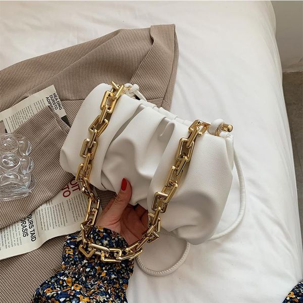 evening bags designer leather thick gold chains shoulder for women 2021 solid color fashion women's cloud underarm bag totes handbag 
evening bags designer leather thick gold chains shoulder for women 2021 solid color fashion women's cloud underarm bag totes handbag