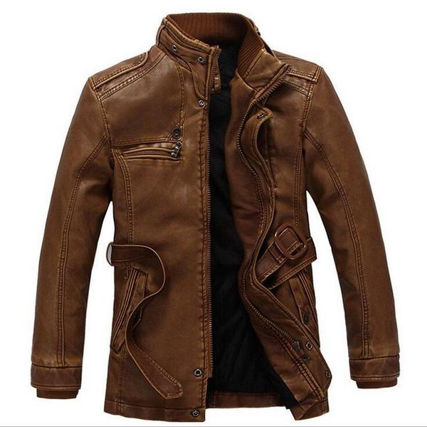 men's fur & faux leather jacket men plus velvet warm pu coat motorcycle outwear vintage with long belt, Black
men's fur & faux leather jacket men plus velvet warm pu coat motorcycle outwear vintage with long belt, Black