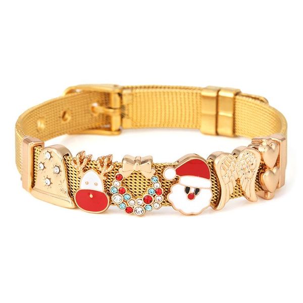 bangle luxury designer crystal paved santa claus wreath elk watchband bracelet stainless steel heart christmas present for lady, Black
bangle luxury designer crystal paved santa claus wreath elk watchband bracelet stainless steel heart christmas present for lady, Black