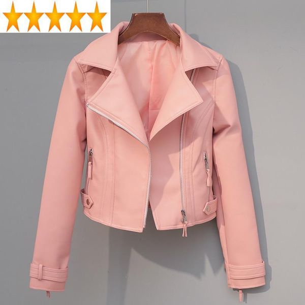 women's leather & faux womens spring autumn pink jacket motorcycle coat pu slim abrigo mujer fm2021 pph461, Black
women's leather & faux womens spring autumn pink jacket motorcycle coat pu slim abrigo mujer fm2021 pph461, Black