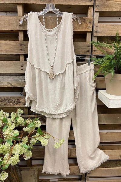 women's two piece pants cotton linen summer set women casual solid sleeveless frayed o neck vest shirt wide leg trousers suit outfit, White
women's two piece pants cotton linen summer set women casual solid sleeveless frayed o neck vest shirt wide leg trousers suit outfit, White
