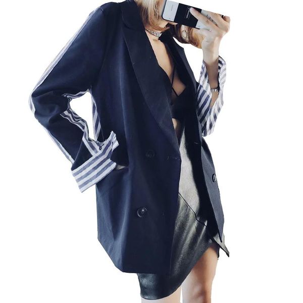 women's suits & blazers patchwork striped women casual 2021 autumn winter long sleeve v neck double breasted blazer coats girl cotton n, White;black
women's suits & blazers patchwork striped women casual 2021 autumn winter long sleeve v neck double breasted blazer coats girl cotton n, White;black