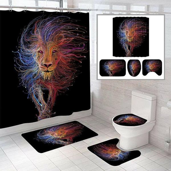 shower curtains colorful lion pattern curtain bath mat toilet pad set anti-slip carpet for bathroom decoration
shower curtains colorful lion pattern curtain bath mat toilet pad set anti-slip carpet for bathroom decoration