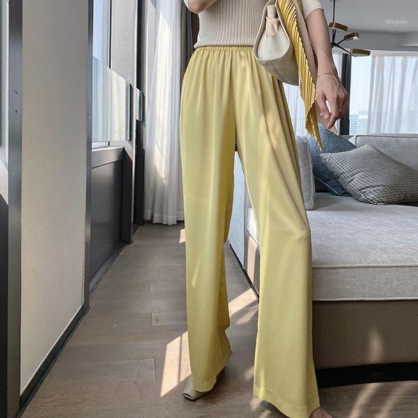 women's pants & capris 2021 summer elasitc waist wide leg for women korean style loose soft stain trousres pantalones de mujer, Black;white
women's pants & capris 2021 summer elasitc waist wide leg for women korean style loose soft stain trousres pantalones de mujer, Black;white