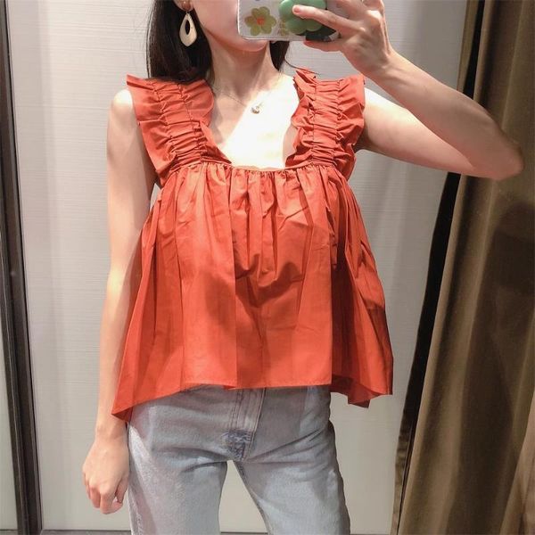 women's tanks & camis 2021 summer sweet contrast color ruffled word shoulder square collar sleeveless british fan yangqi loose blouse, White
women's tanks & camis 2021 summer sweet contrast color ruffled word shoulder square collar sleeveless british fan yangqi loose blouse, White