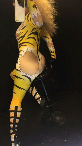 women atmospheric tiger pattern jumpsuit stretch bodysuit women's stage costume one-piece printed ny rompers, Black;white
women atmospheric tiger pattern jumpsuit stretch bodysuit women's stage costume one-piece printed ny rompers, Black;white