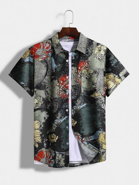 men random floral print shirt without tee k6qi#, White;black
men random floral print shirt without tee k6qi#, White;black