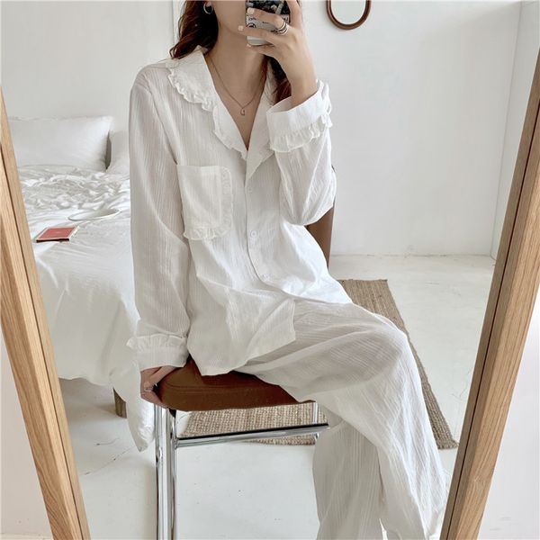 sleepwear two pieces suit sweet solid cotton gentle nightwear soft casual loose fashion long sleeves pajamas set, Black;red
sleepwear two pieces suit sweet solid cotton gentle nightwear soft casual loose fashion long sleeves pajamas set, Black;red