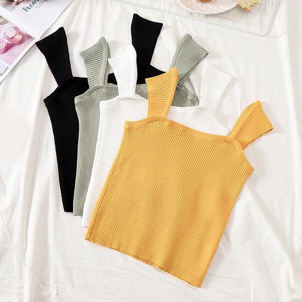 square neck knitted womens tanks crop shirt underwear casual streetwear clothing for, White
square neck knitted womens tanks crop shirt underwear casual streetwear clothing for, White