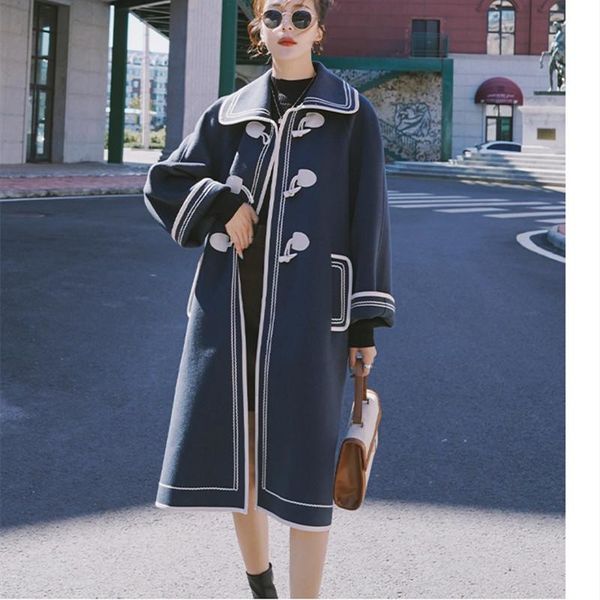 women's wool & blends retro buckle woolen coat for women autumn and winter preppy style thick solid, Black
women's wool & blends retro buckle woolen coat for women autumn and winter preppy style thick solid, Black