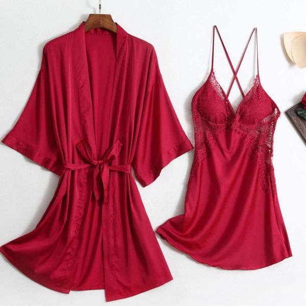 summer kimono bathrobe gown hollow out twinset wedding robe set women sleepwear perspective lace nightgown home dress suit women's, Black;red
summer kimono bathrobe gown hollow out twinset wedding robe set women sleepwear perspective lace nightgown home dress suit women's, Black;red